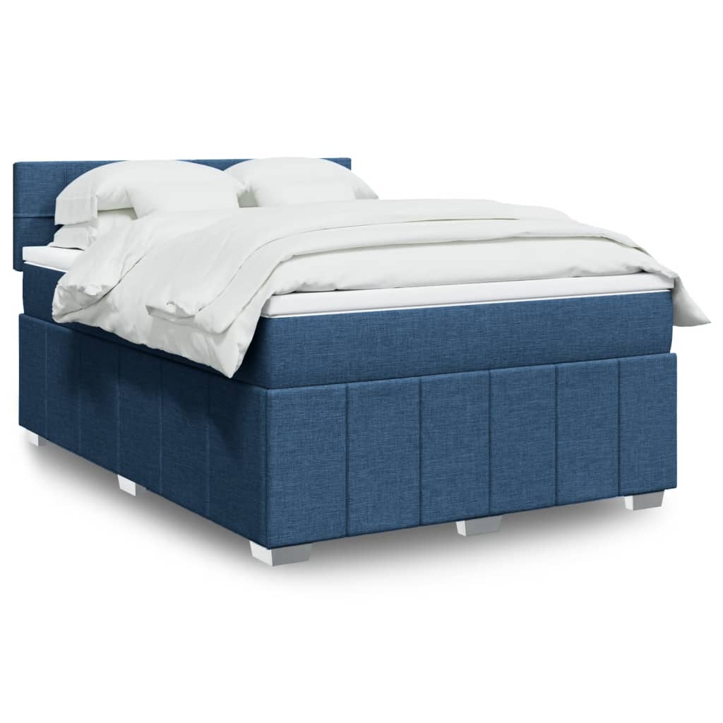 Sommier à lattes de lit avec matelas Bleu 140x200 cm Tissu - XIOS