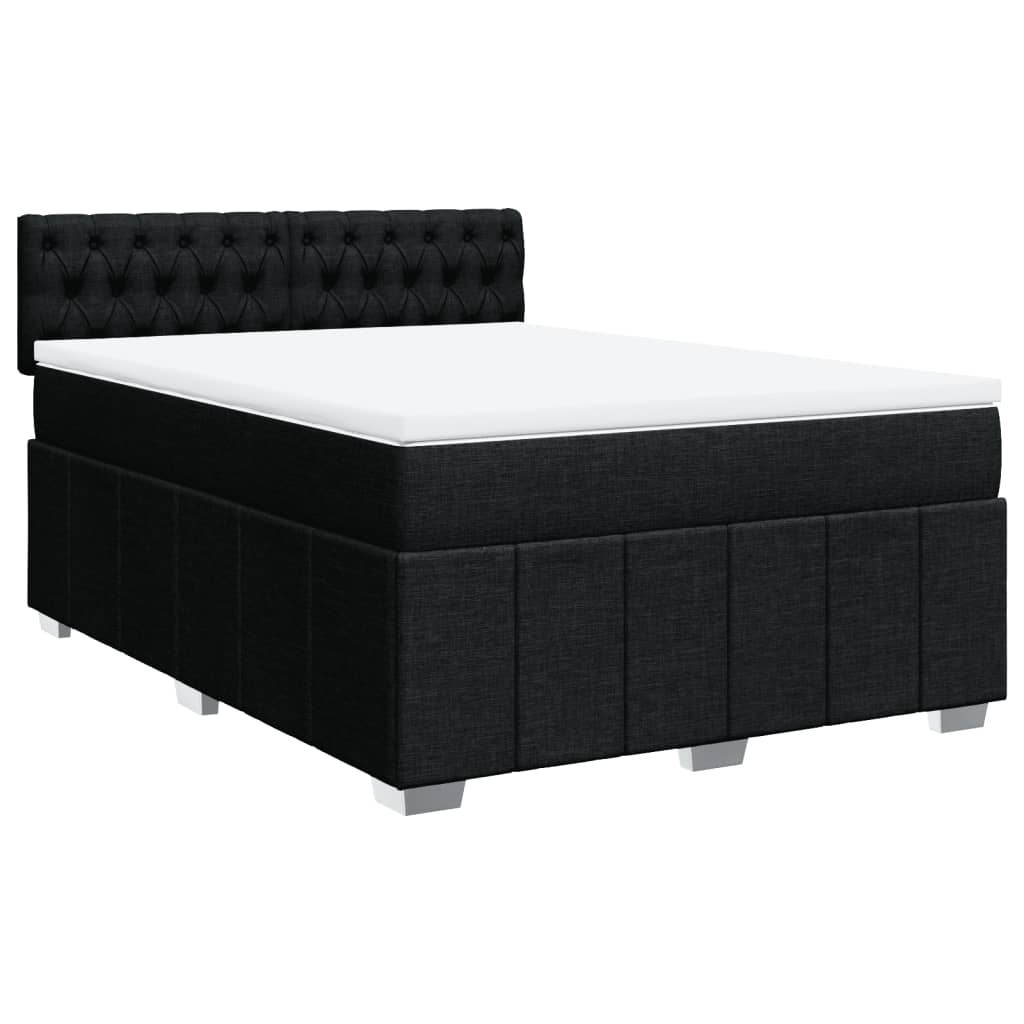 Sommier à lattes de lit avec matelas Noir 140x200 cm Tissu - XIOS