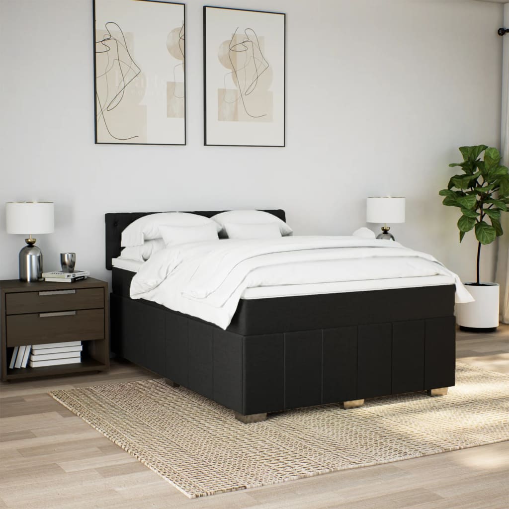 Sommier à lattes de lit avec matelas Noir 140x200 cm Tissu - XIOS