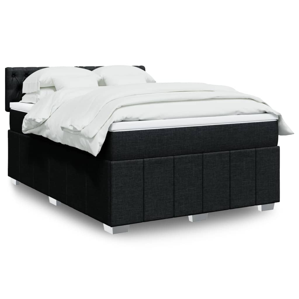 Sommier à lattes de lit avec matelas Noir 140x200 cm Tissu - XIOS