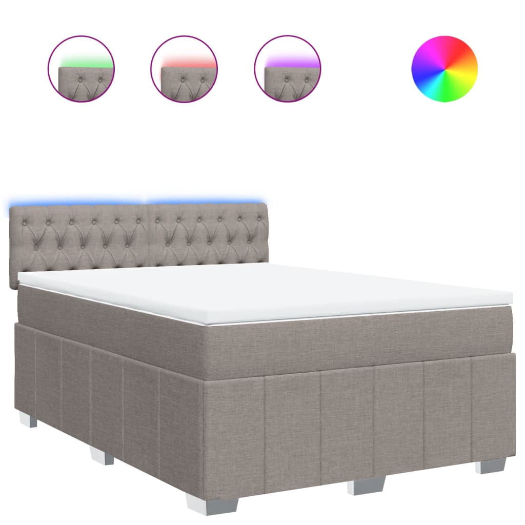 Sommier à lattes de lit avec matelas Taupe 140x200 cm Tissu - XIOS