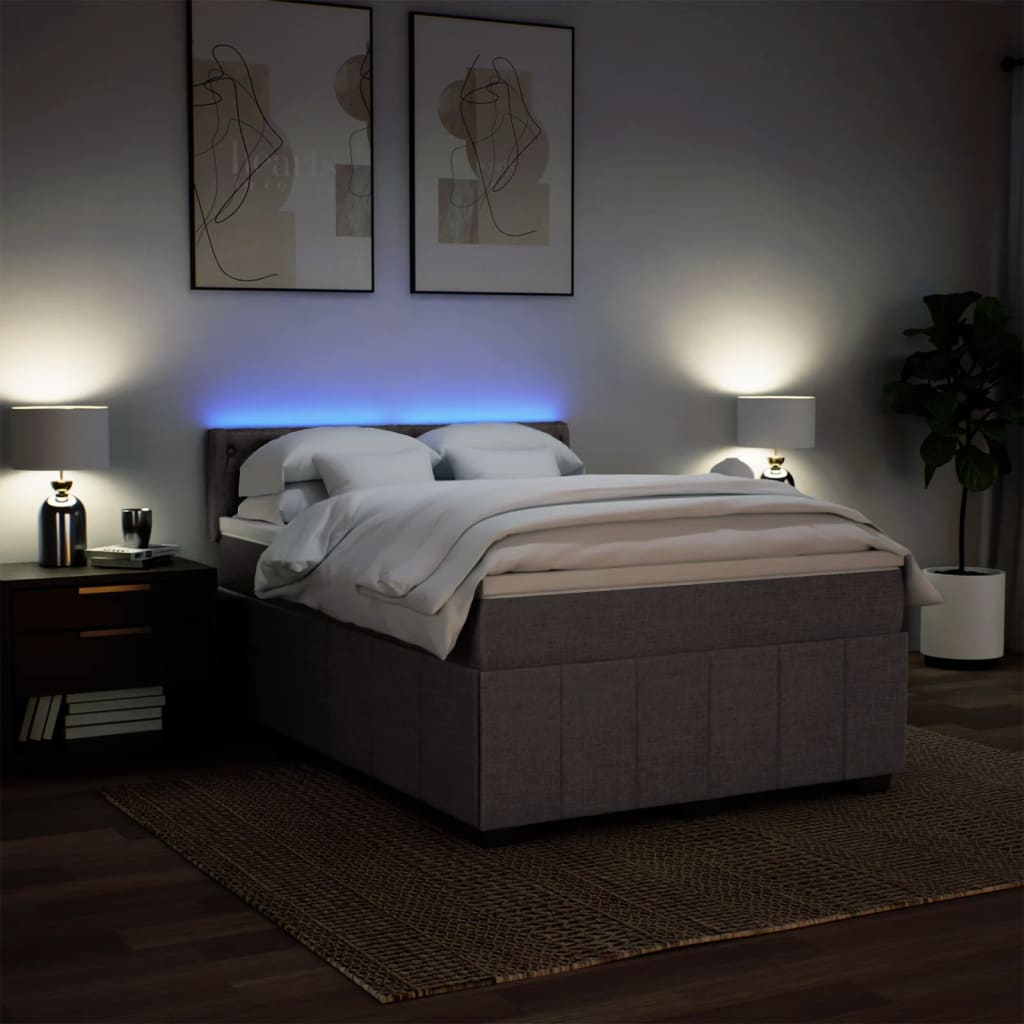Sommier à lattes de lit avec matelas Taupe 140x200 cm Tissu - XIOS