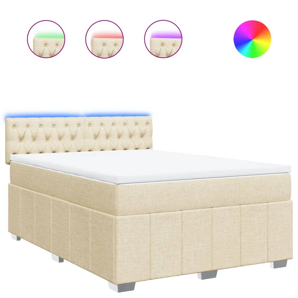 Sommier à lattes de lit avec matelas Crème 140x200 cm Tissu - XIOS
