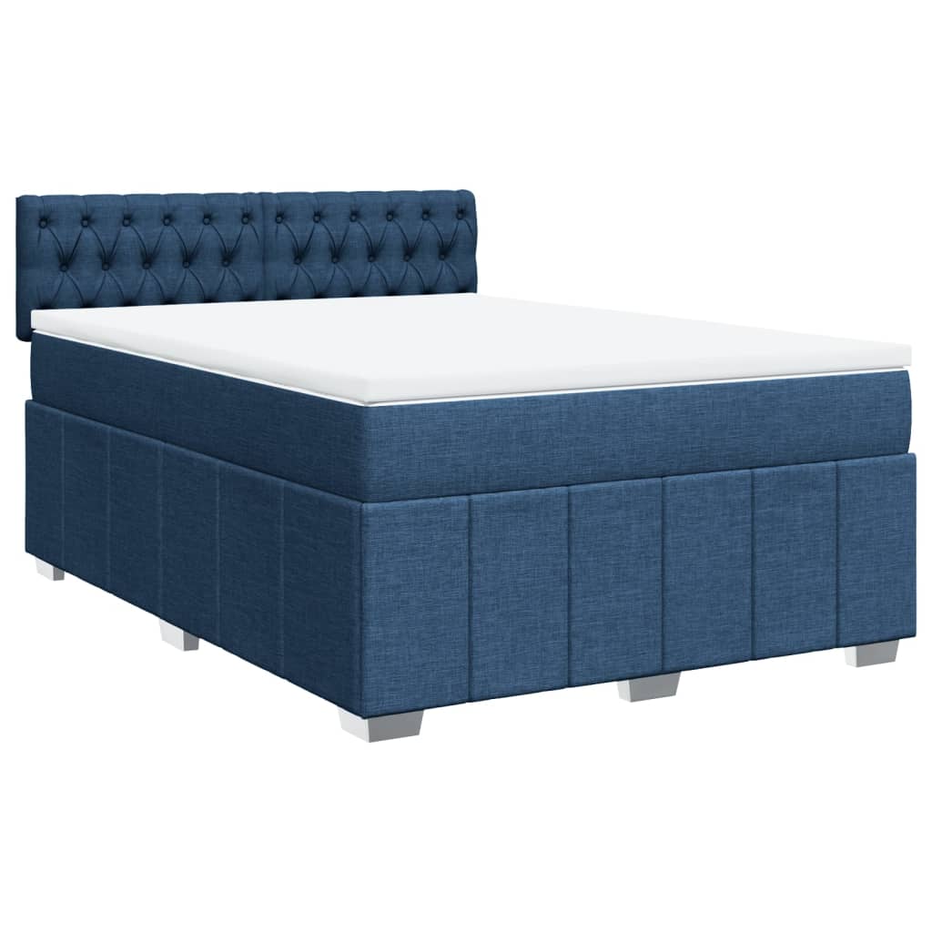 Sommier à lattes de lit avec matelas Bleu 140x200 cm Tissu - XIOS