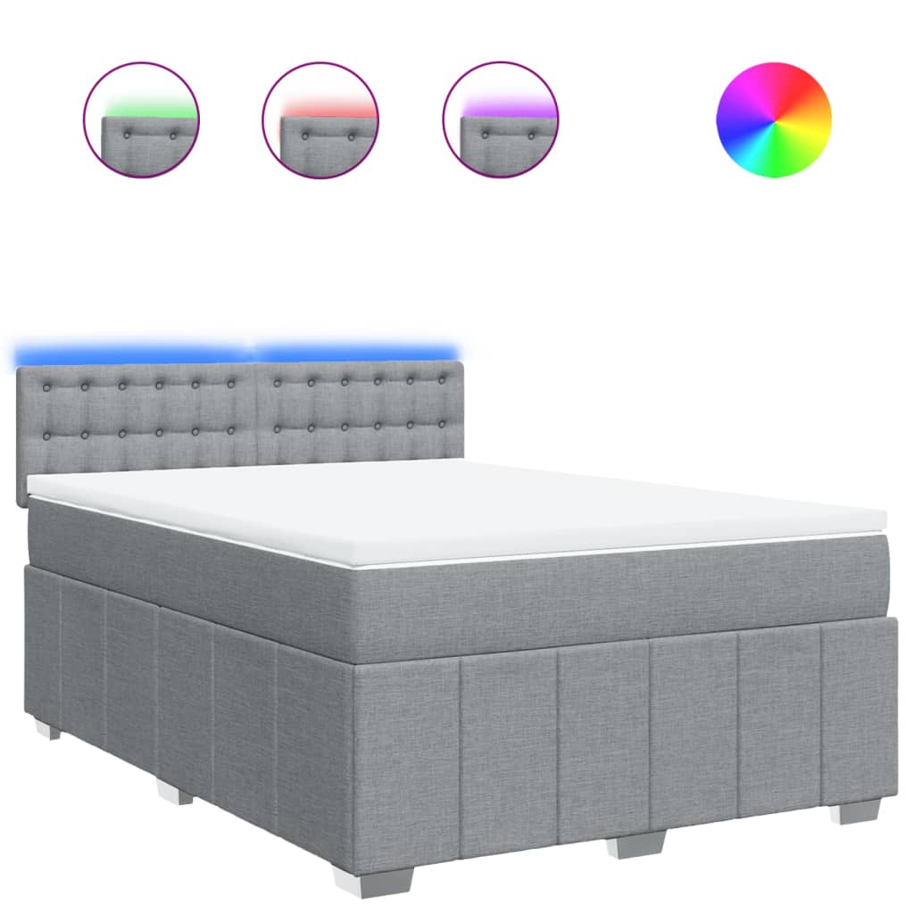 Sommier à lattes de lit avec matelas Gris clair 140x200cm Tissu - XIOS