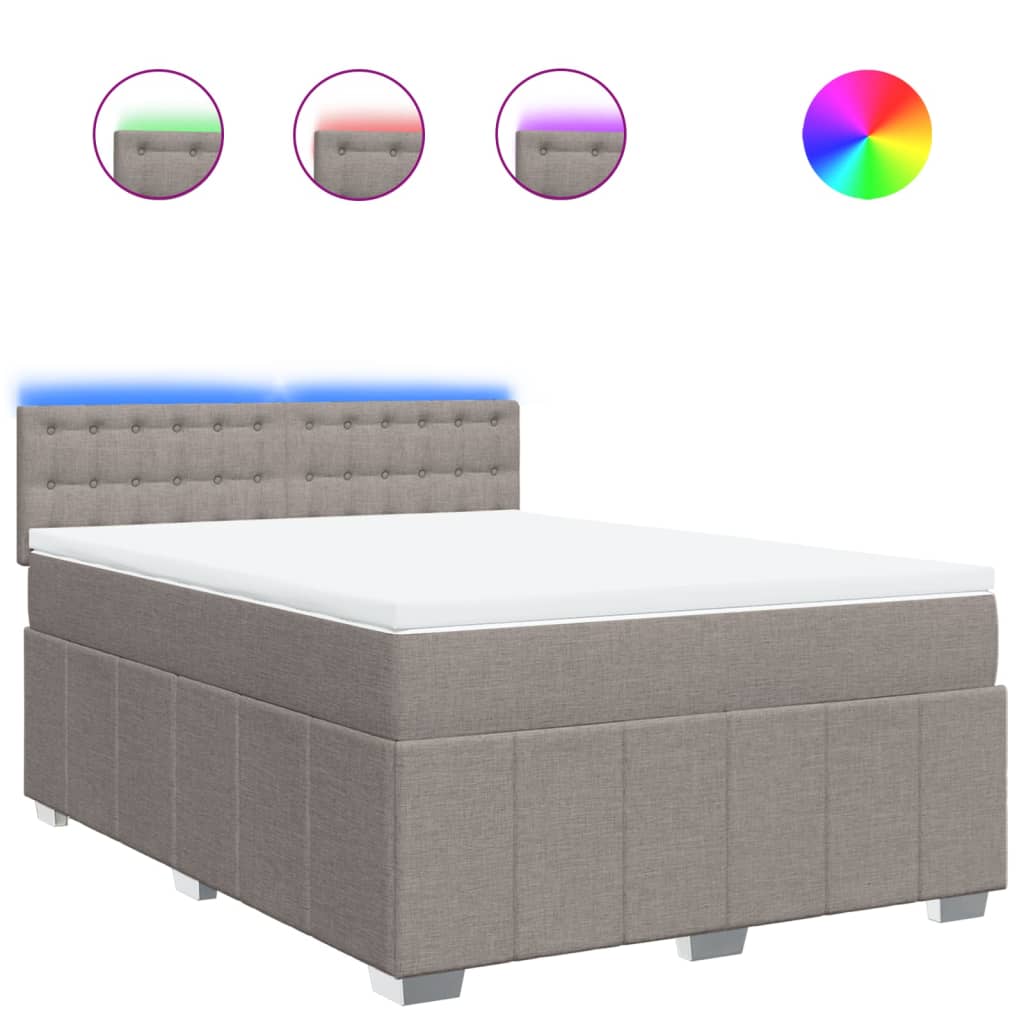 Sommier à lattes de lit avec matelas Taupe 140x200 cm Tissu - XIOS