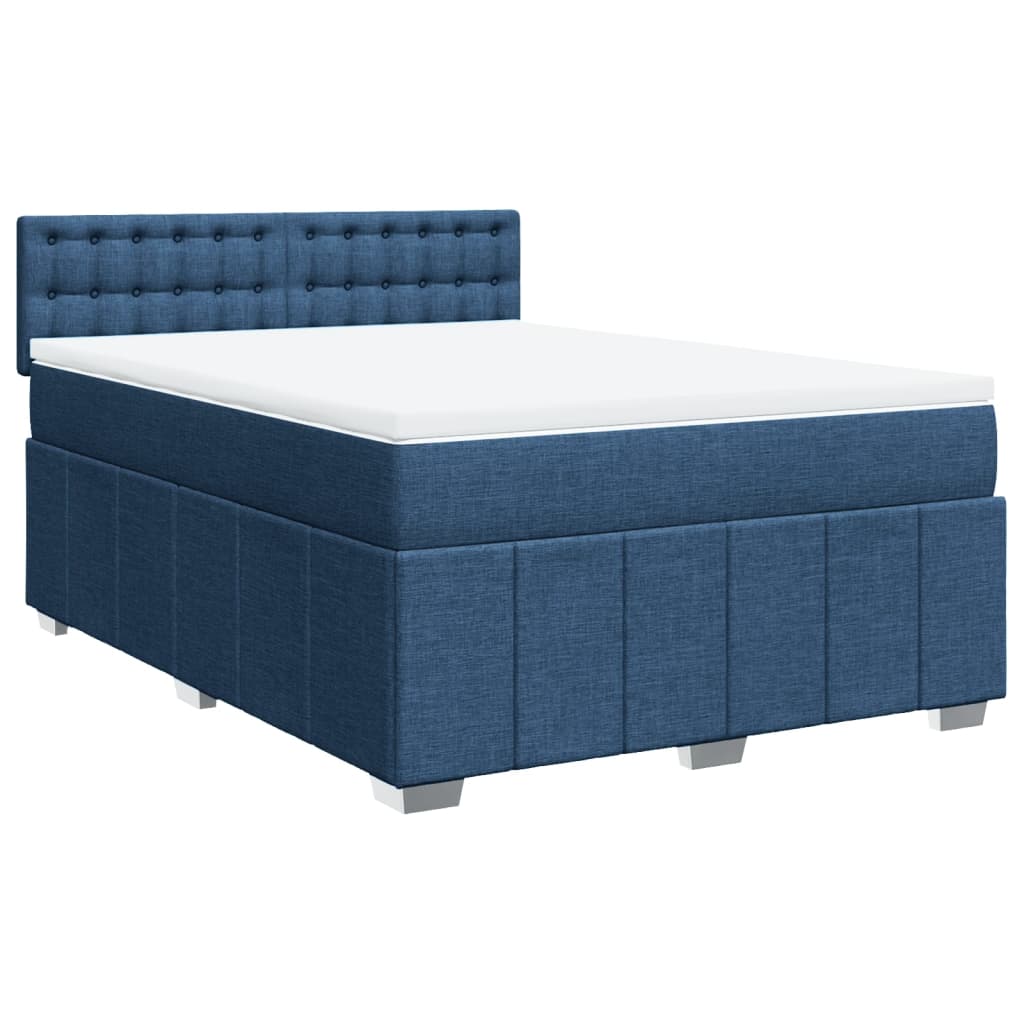 Sommier à lattes de lit avec matelas Bleu 140x200 cm Tissu - XIOS