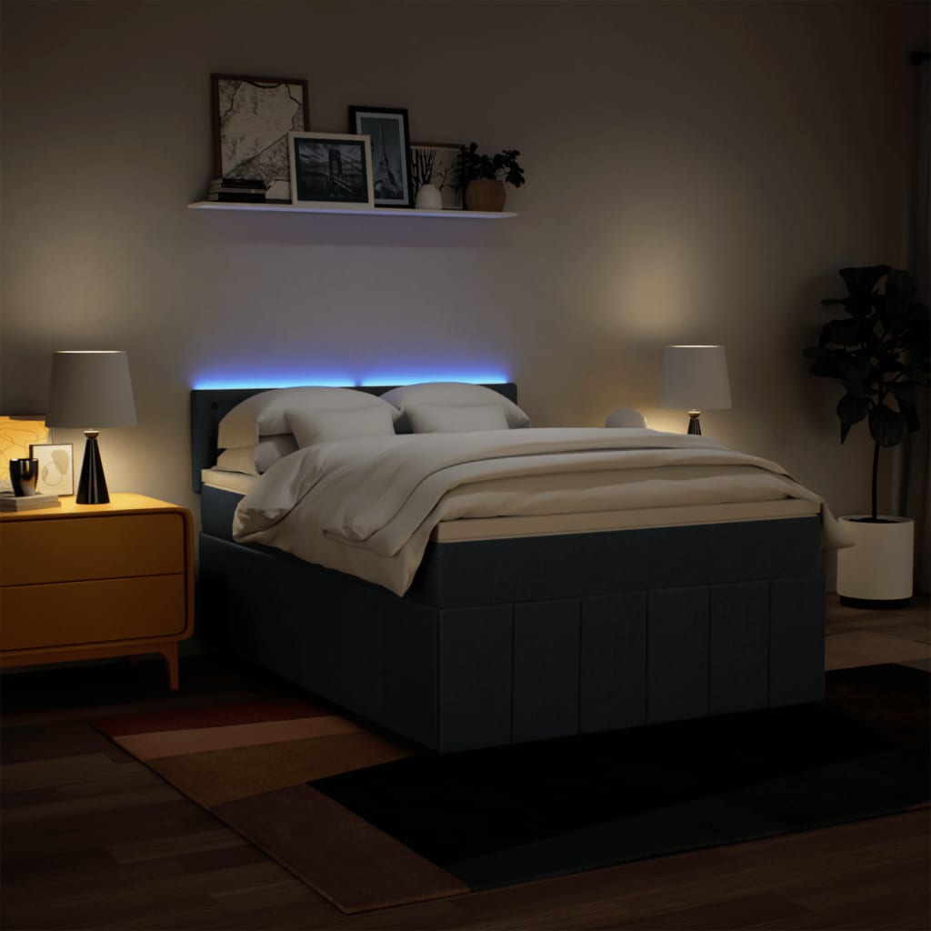 Sommier à lattes de lit avec matelas Bleu 140x200 cm Tissu - XIOS