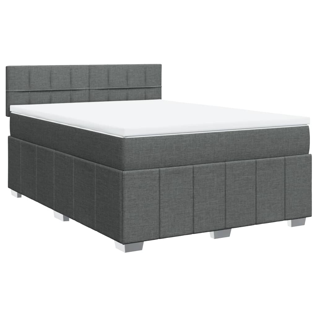 Sommier à lattes de lit avec matelas Gris foncé 160x200cm Tissu - XIOS