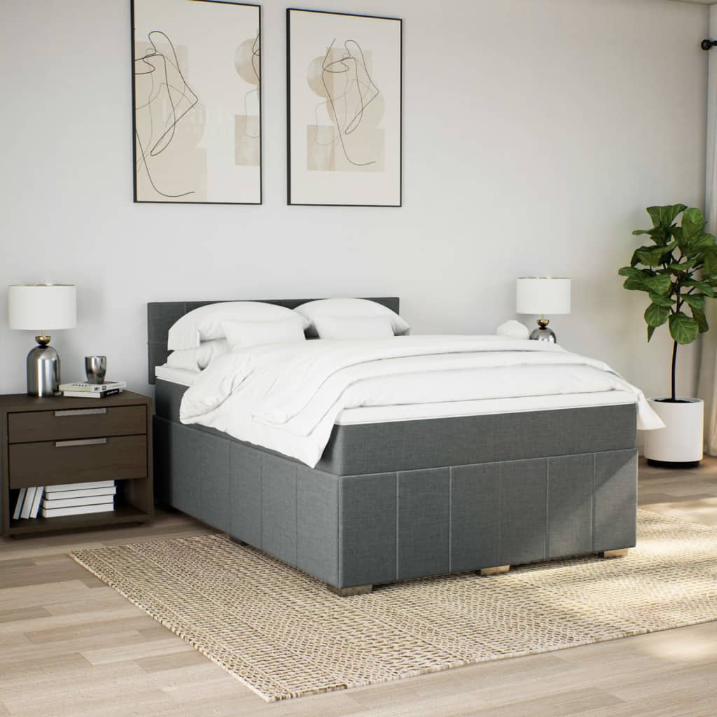 Sommier à lattes de lit avec matelas Gris foncé 160x200cm Tissu - XIOS