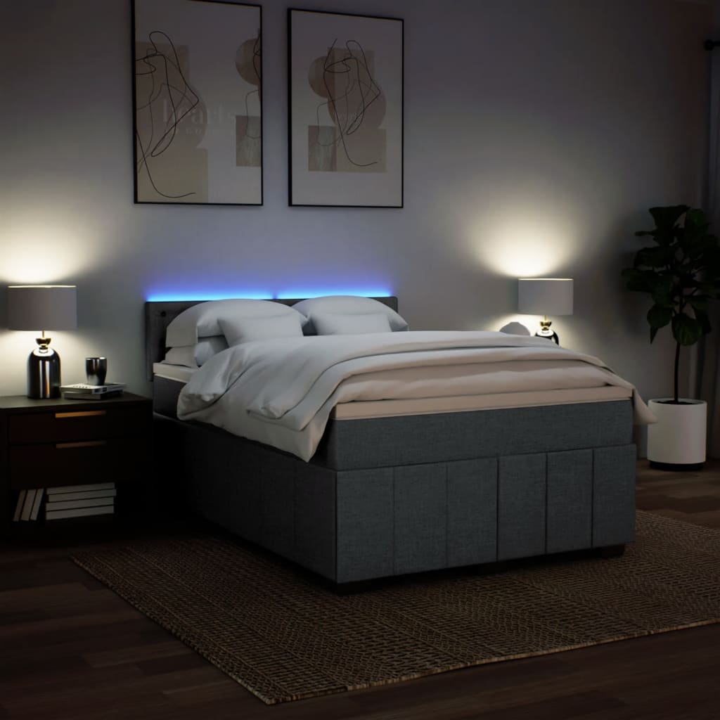 Sommier à lattes de lit avec matelas Gris foncé 160x200cm Tissu - XIOS