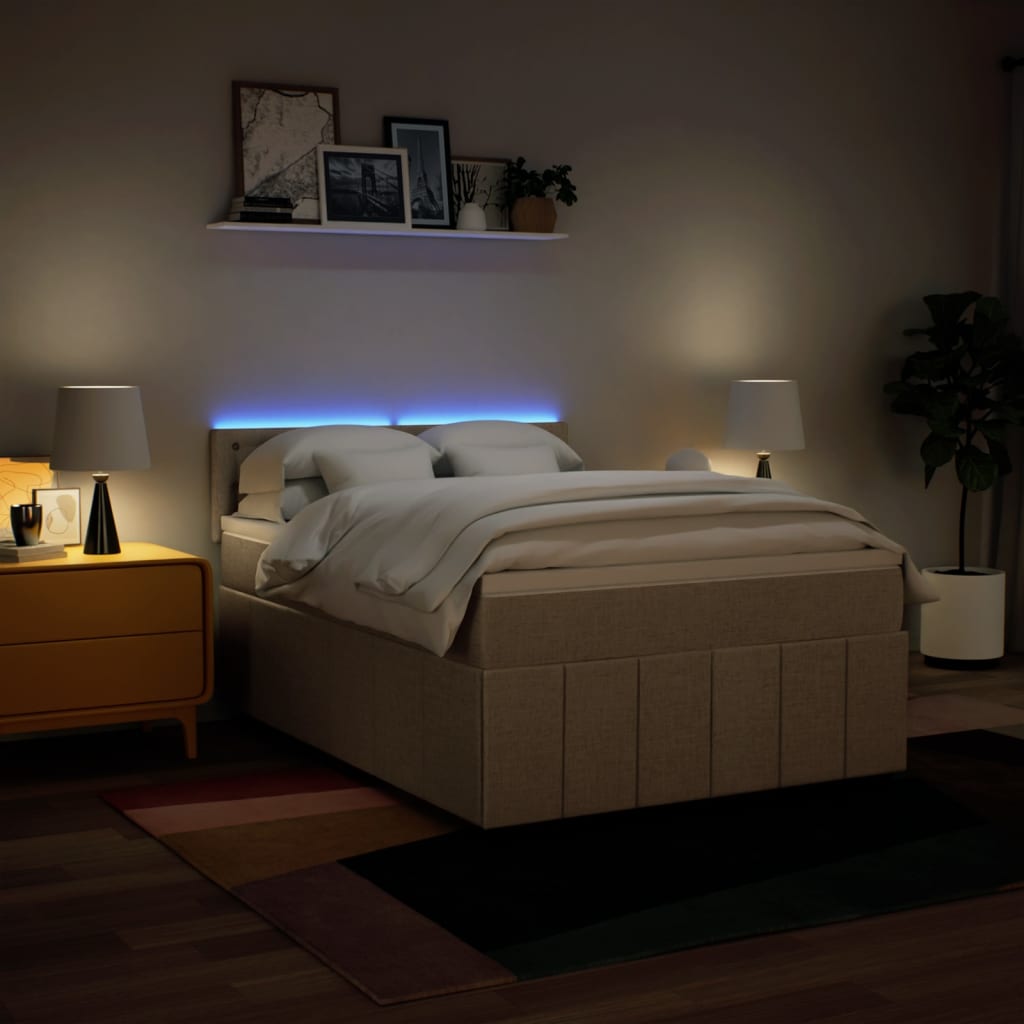 Sommier à lattes de lit avec matelas Crème 160x200 cm Tissu - XIOS