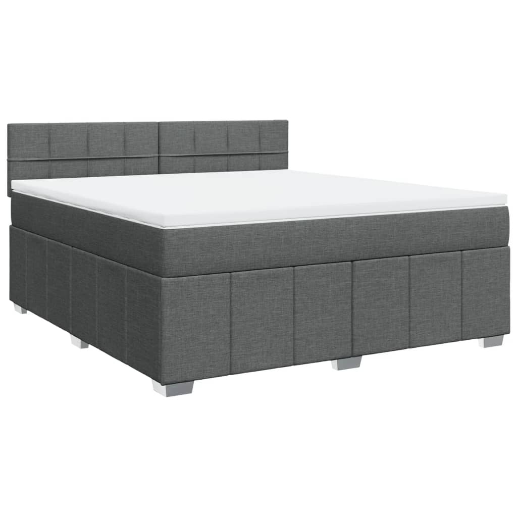 Sommier à lattes de lit avec matelas Gris foncé 180x200cm Tissu - XIOS