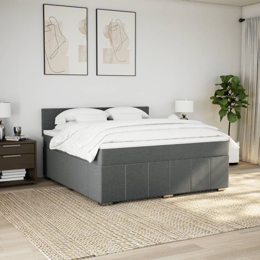 Sommier à lattes de lit avec matelas Gris foncé 180x200cm Tissu - XIOS