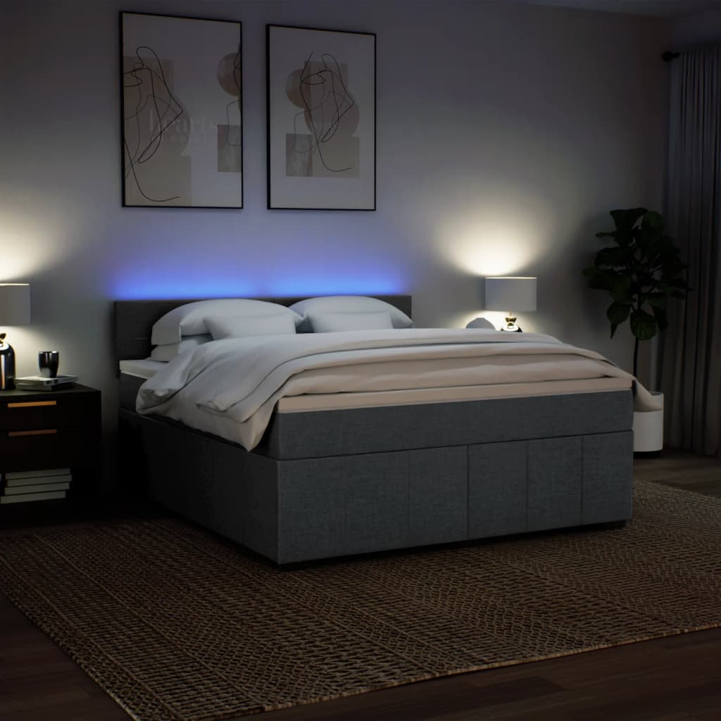 Sommier à lattes de lit avec matelas Gris foncé 180x200cm Tissu - XIOS