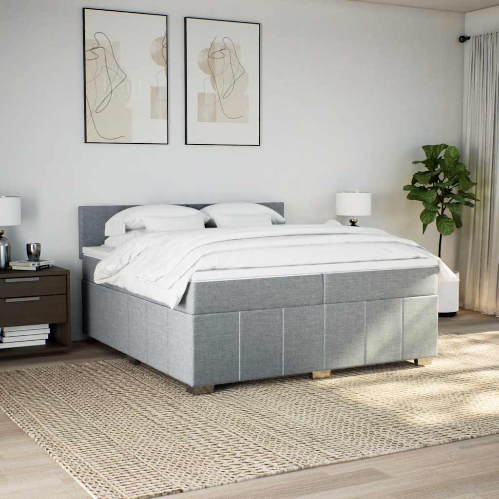 Sommier à lattes de lit avec matelas Gris clair 200x200cm Tissu - XIOS