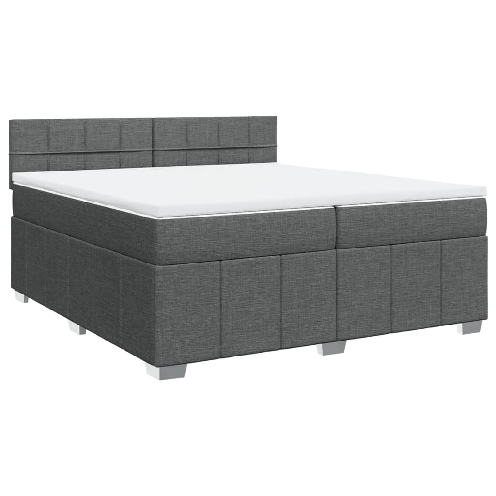 Sommier à lattes de lit avec matelas Gris foncé 200x200cm Tissu - XIOS