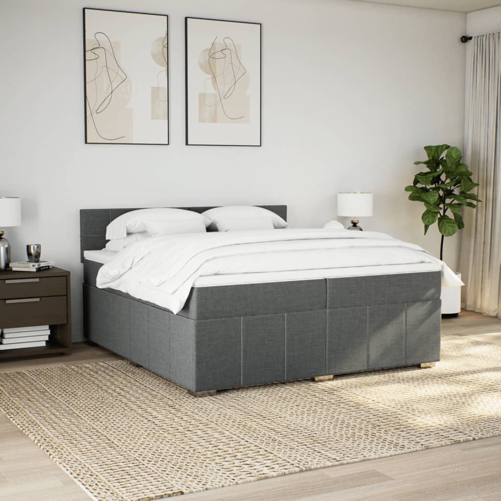 Sommier à lattes de lit avec matelas Gris foncé 200x200cm Tissu - XIOS