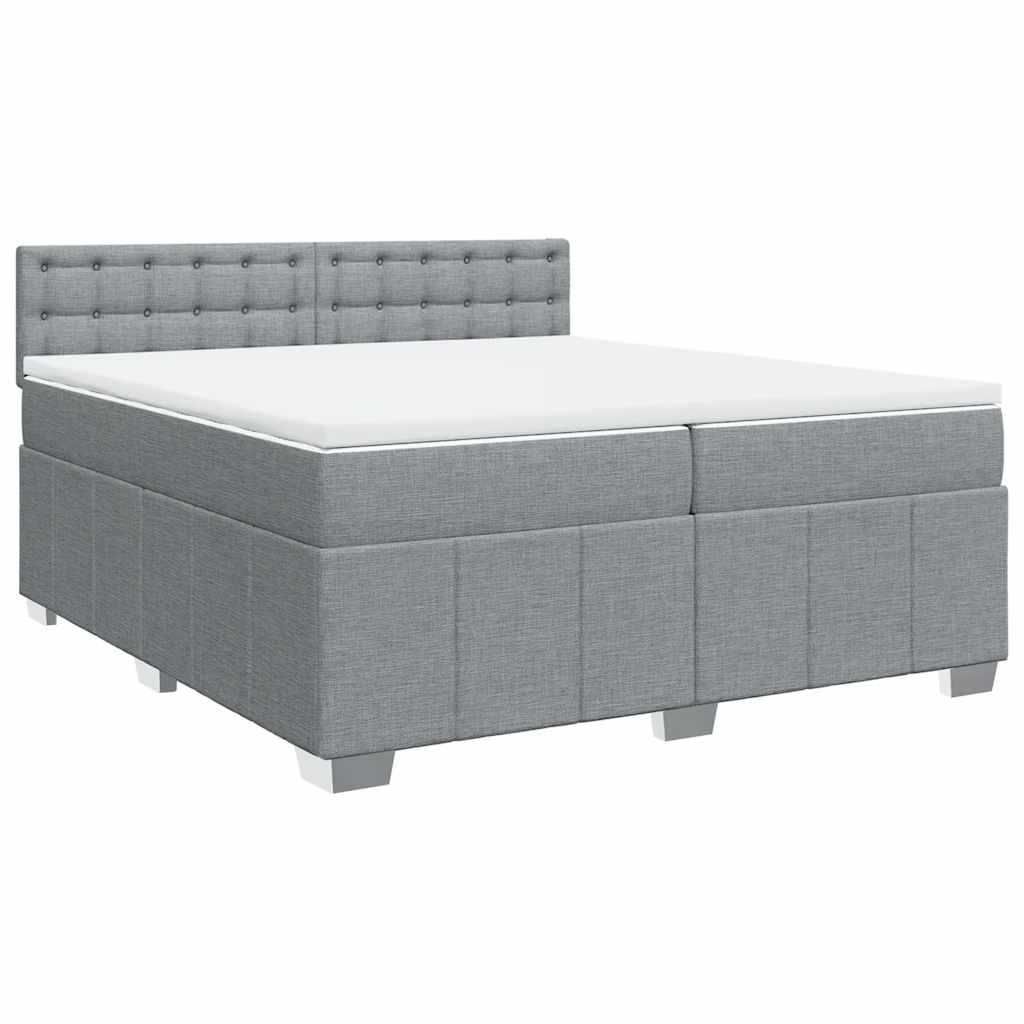 Sommier à lattes de lit avec matelas Gris clair 200x200cm Tissu - XIOS