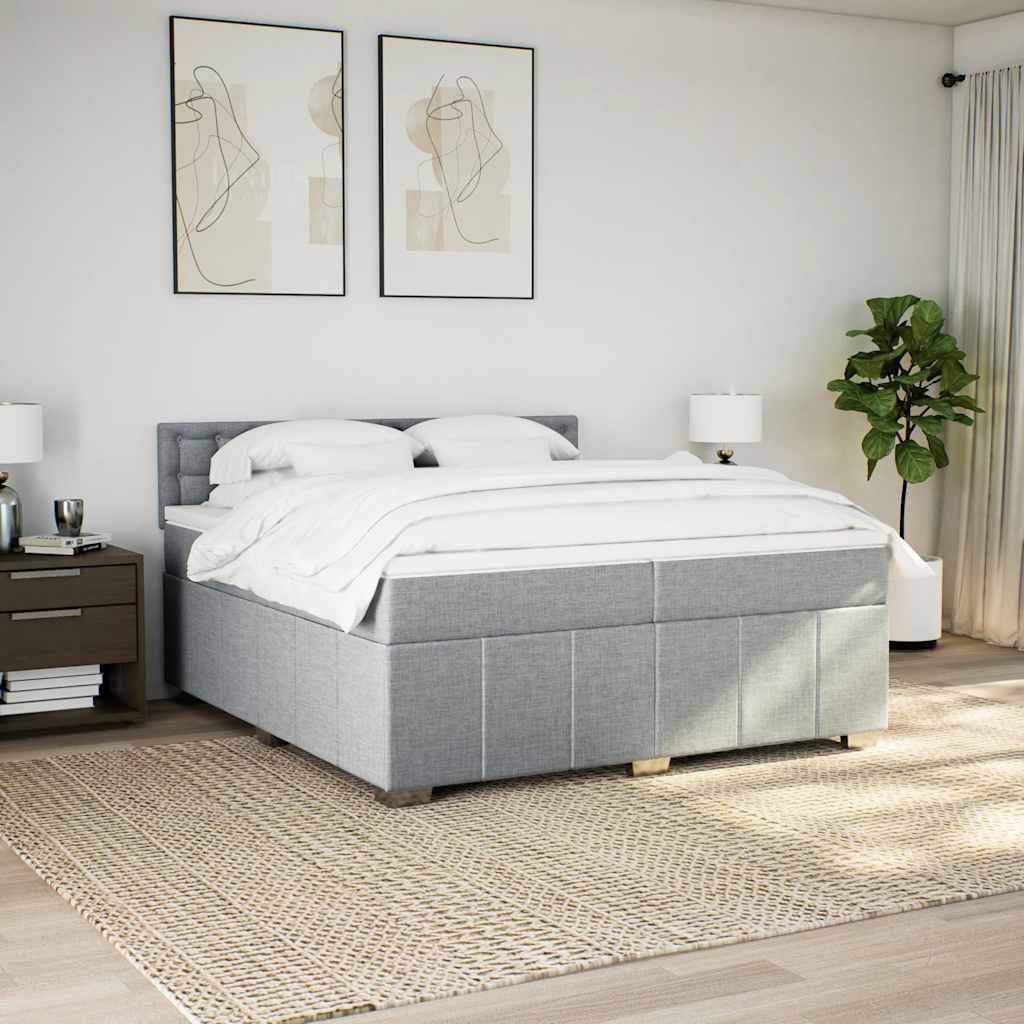Sommier à lattes de lit avec matelas Gris clair 200x200cm Tissu - XIOS