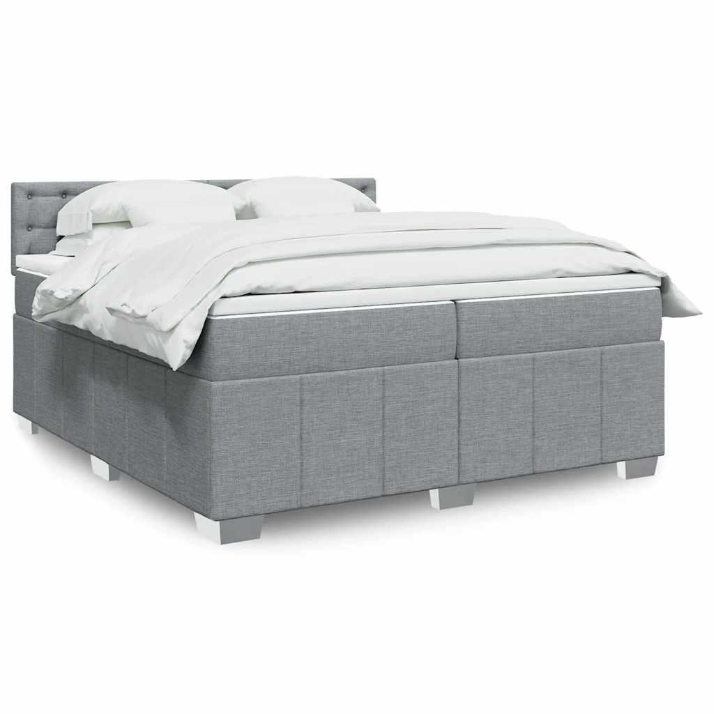 Sommier à lattes de lit avec matelas Gris clair 200x200cm Tissu - XIOS