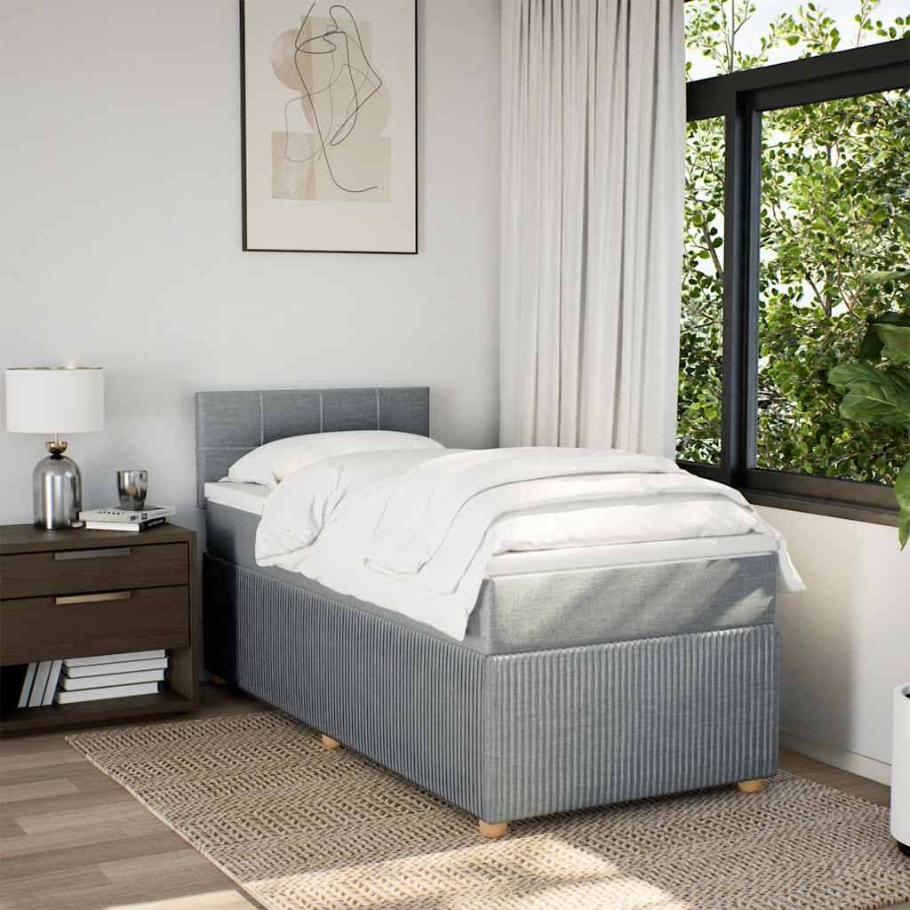 Sommier à lattes de lit avec matelas gris clair 80x200 cm tissu - XIOS