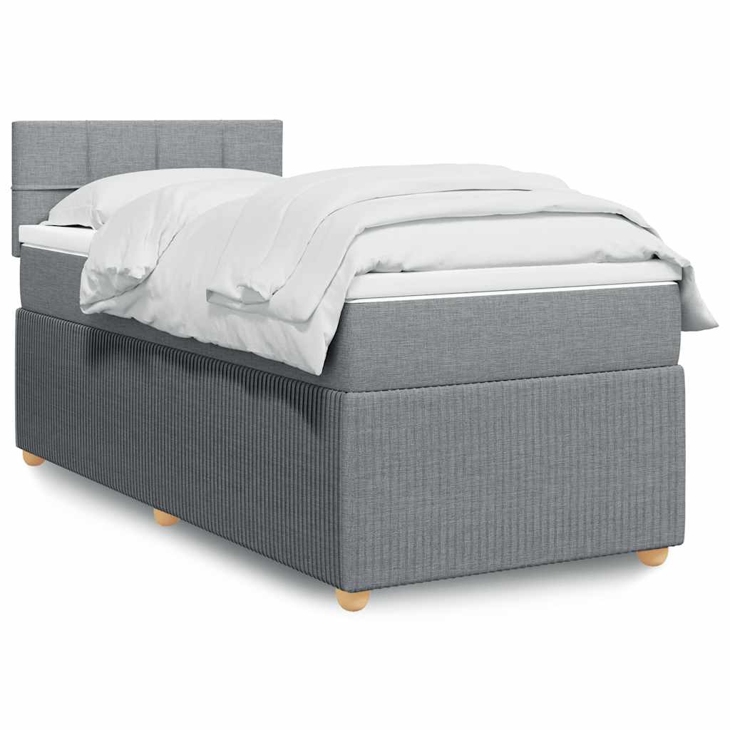 Sommier à lattes de lit avec matelas gris clair 80x200 cm tissu - XIOS