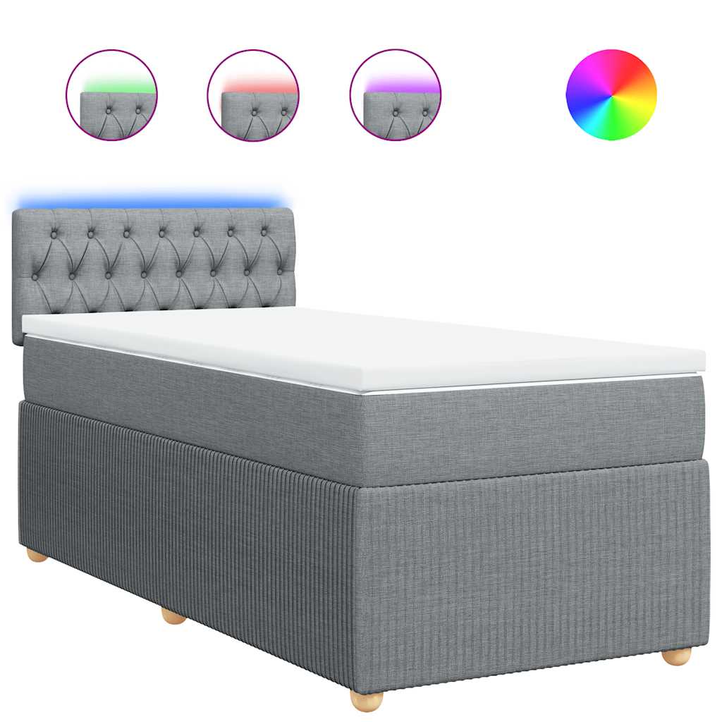 Sommier à lattes de lit avec matelas gris clair 80x200 cm tissu - XIOS