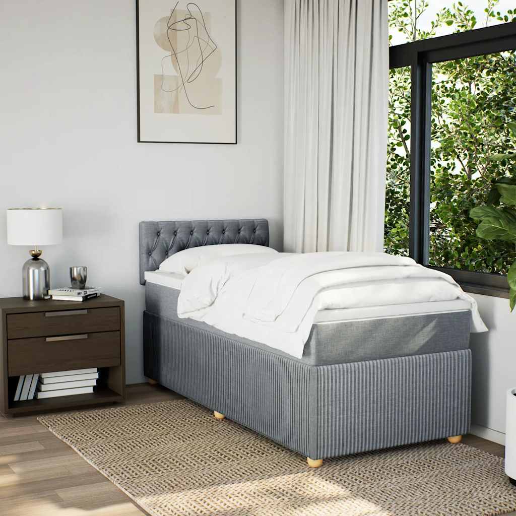 Sommier à lattes de lit avec matelas gris clair 80x200 cm tissu - XIOS
