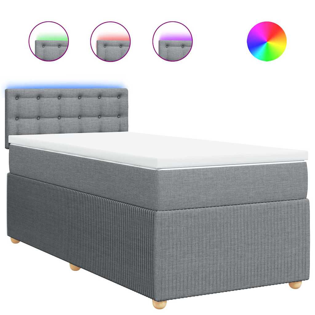 Sommier à lattes de lit avec matelas gris clair 80x200 cm tissu - XIOS