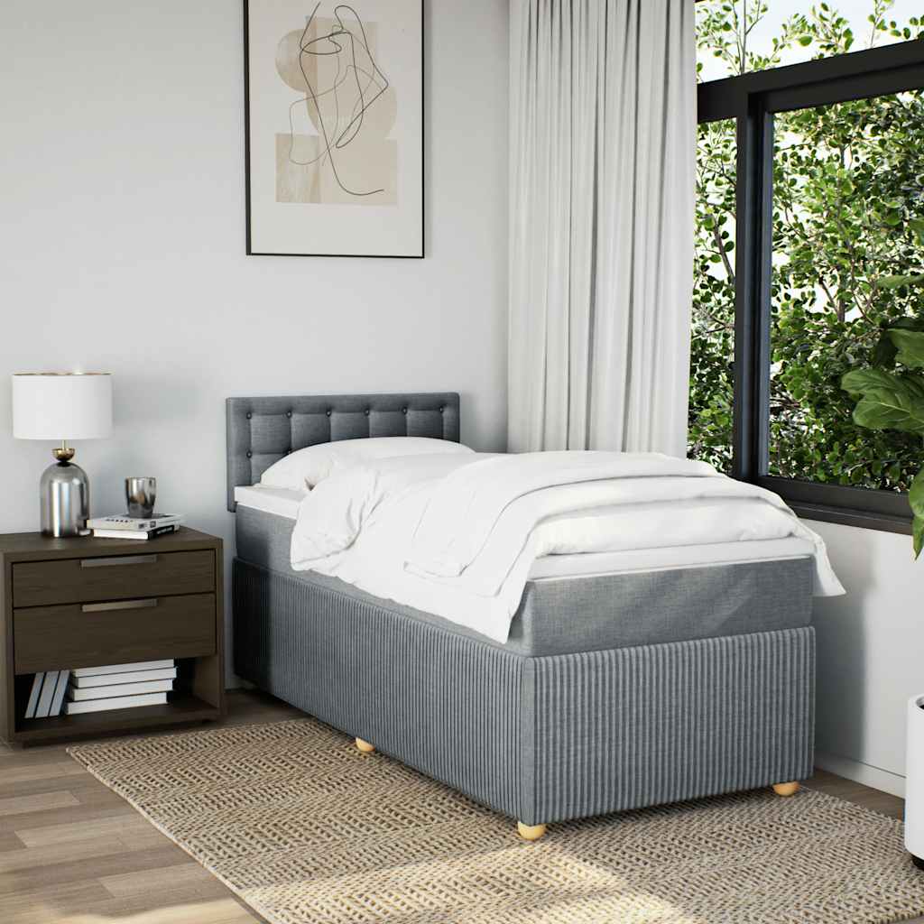 Sommier à lattes de lit avec matelas gris clair 80x200 cm tissu - XIOS