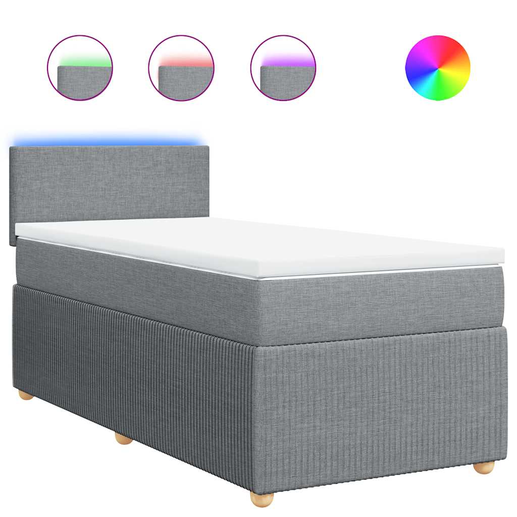 Sommier à lattes de lit et matelas Gris clair 90x190 cm Tissu - XIOS