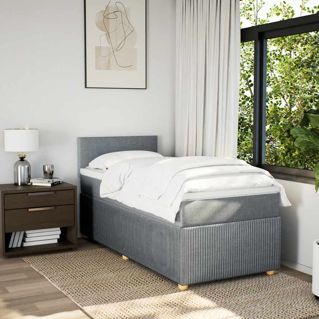 Sommier à lattes de lit et matelas Gris clair 90x190 cm Tissu - XIOS