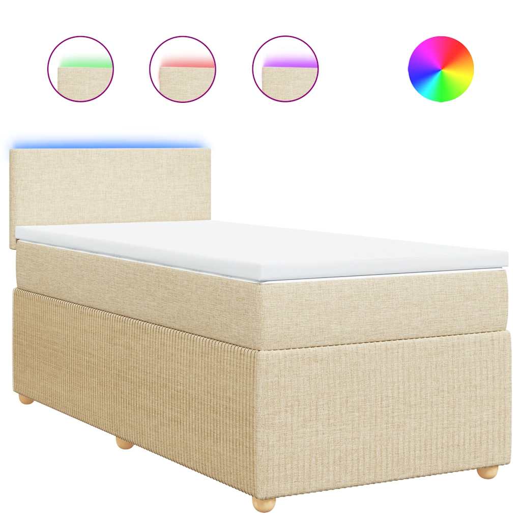 Sommier à lattes de lit et matelas Crème 90x190 cm Tissu - XIOS