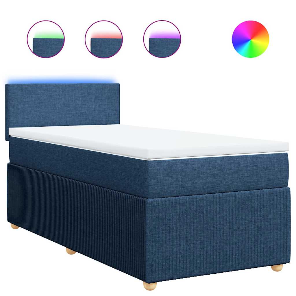 Sommier à lattes de lit avec matelas Bleu 90x190 cm Tissu - XIOS