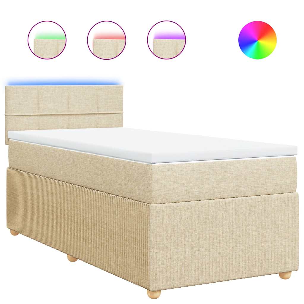 Sommier à lattes de lit et matelas Crème 90x190 cm Tissu - XIOS