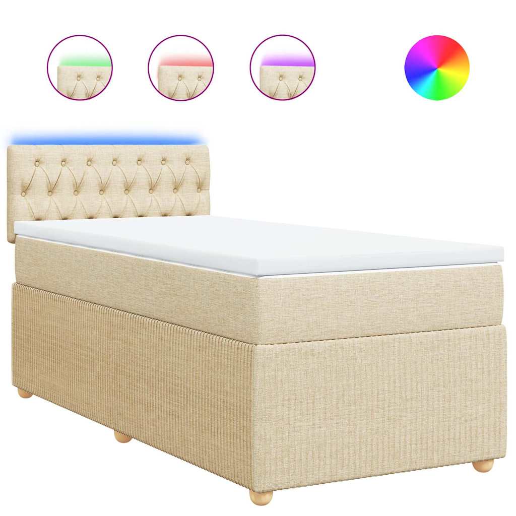 Sommier à lattes de lit et matelas Crème 90x190 cm Tissu - XIOS