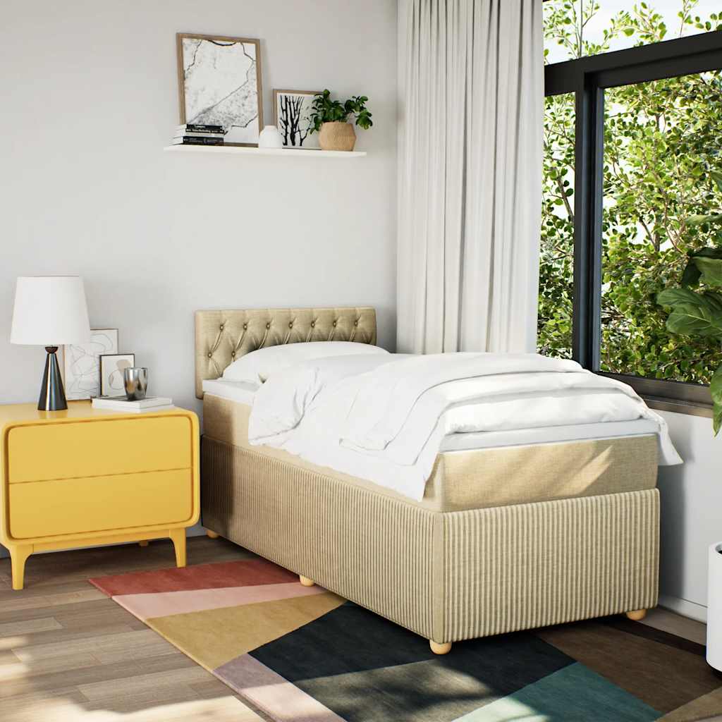 Sommier à lattes de lit et matelas Crème 90x190 cm Tissu - XIOS