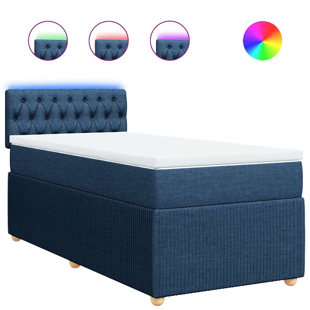 Sommier à lattes de lit avec matelas Bleu 90x190 cm Tissu - XIOS
