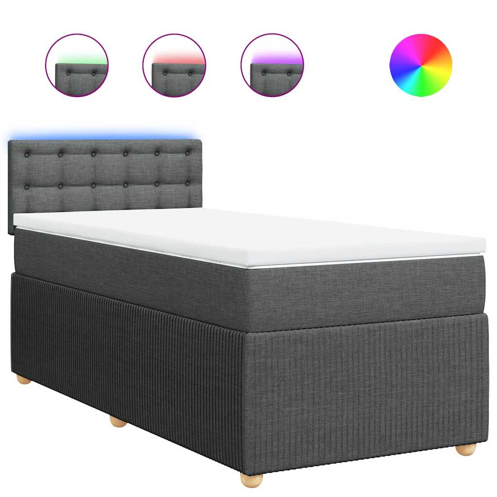 Sommier à lattes de lit et matelas Gris foncé 90x190 cm Tissu - XIOS