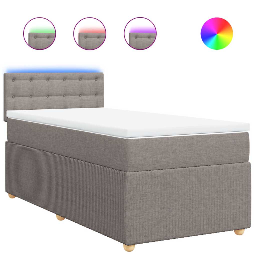 Sommier à lattes de lit avec matelas Taupe 90x190 cm Tissu - XIOS