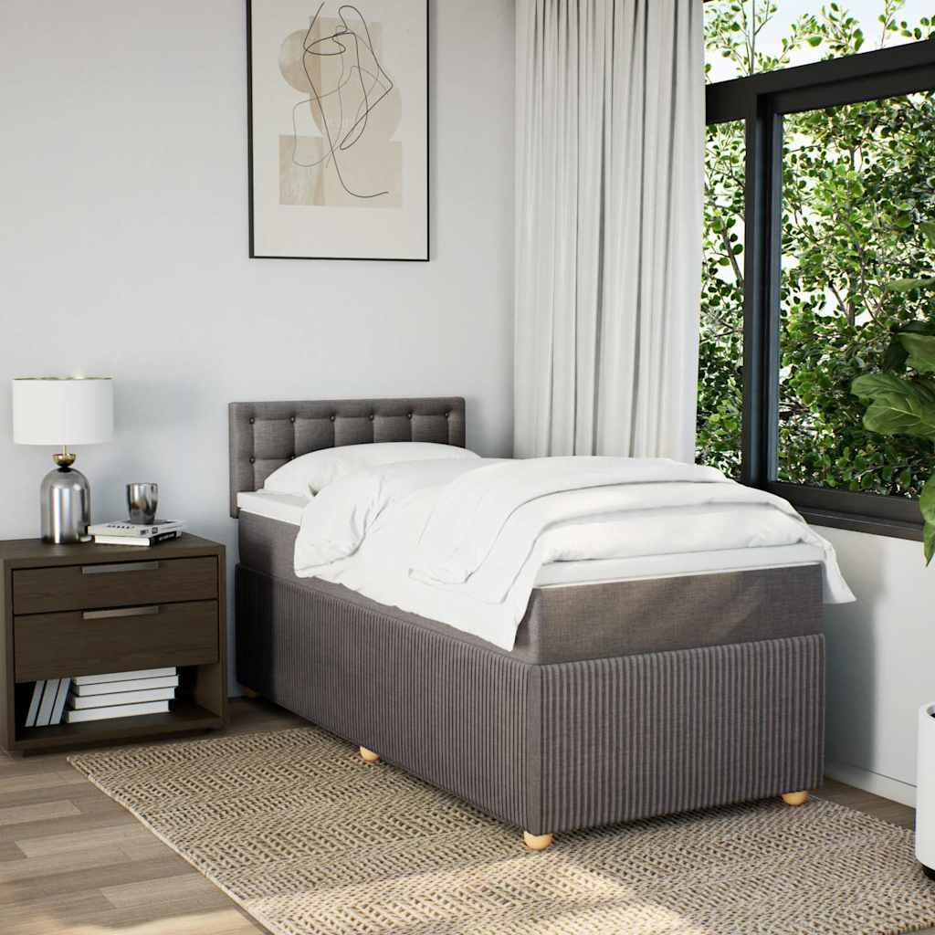 Sommier à lattes de lit avec matelas Taupe 90x190 cm Tissu - XIOS