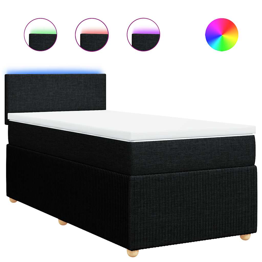 Sommier à lattes de lit avec matelas Noir 100x200 cm Tissu - XIOS