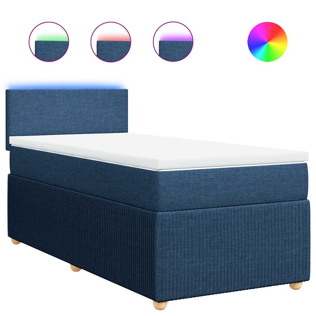 Sommier à lattes de lit avec matelas Bleu 100x200 cm Tissu - XIOS
