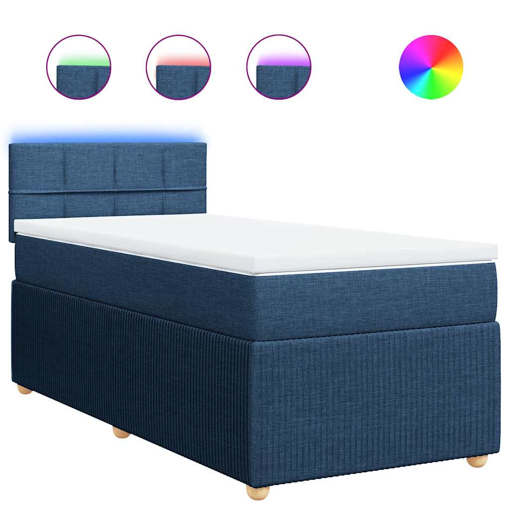 Sommier à lattes de lit avec matelas Bleu 100x200 cm Tissu - XIOS