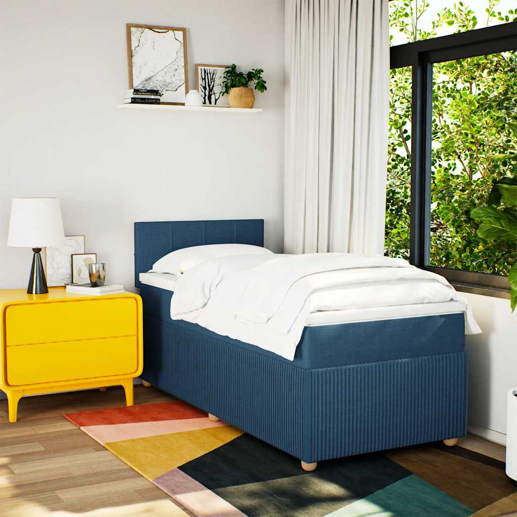 Sommier à lattes de lit avec matelas Bleu 100x200 cm Tissu - XIOS