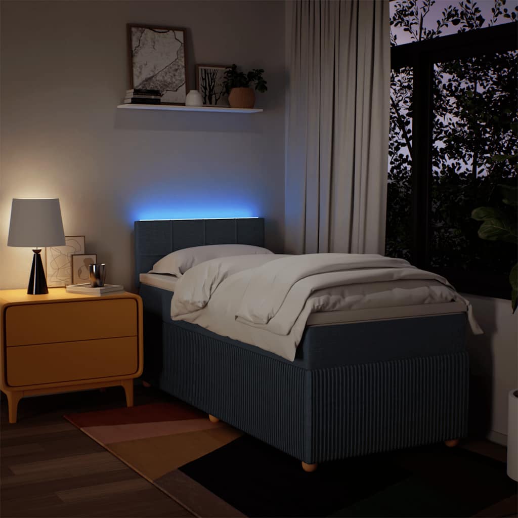 Sommier à lattes de lit avec matelas Bleu 100x200 cm Tissu - XIOS