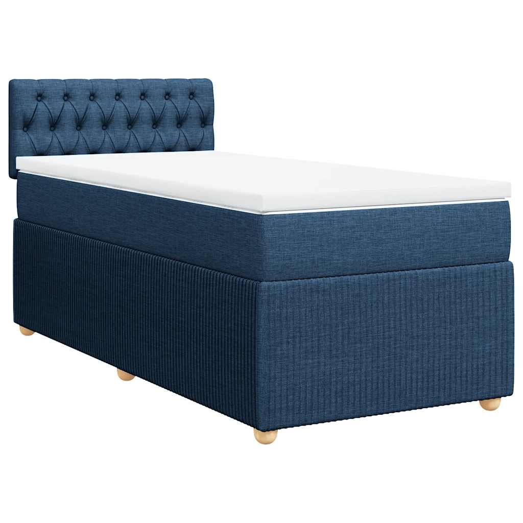 Sommier à lattes de lit avec matelas Bleu 100x200 cm Tissu - XIOS