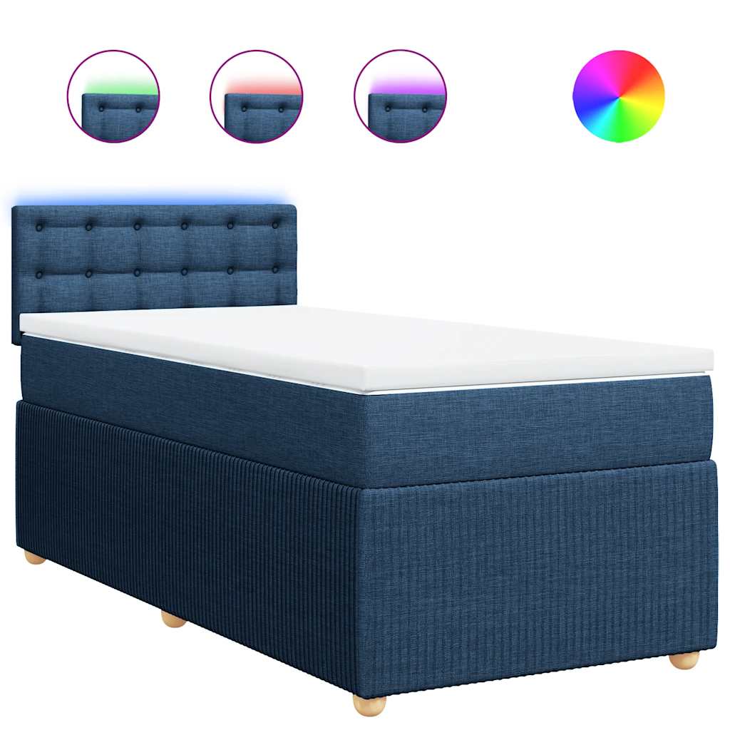 Sommier à lattes de lit avec matelas Bleu 100x200 cm Tissu - XIOS