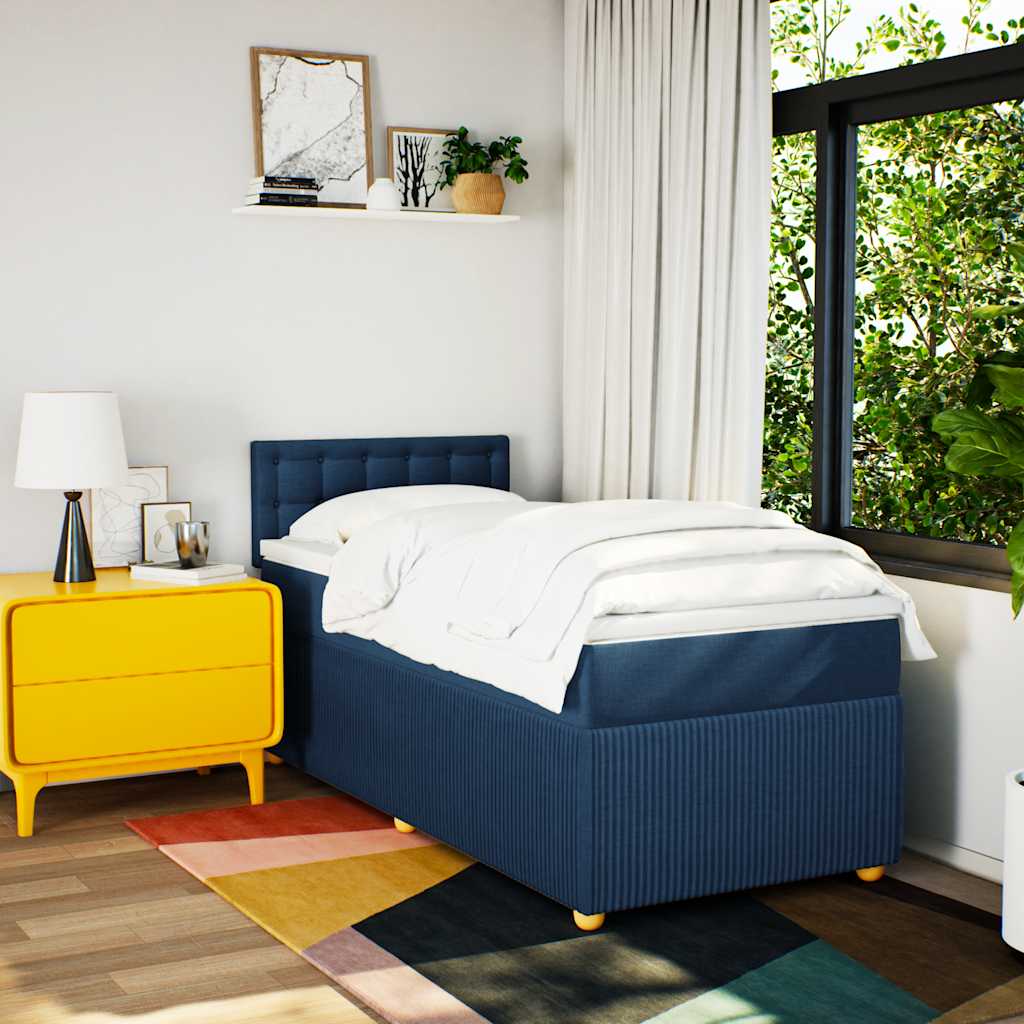 Sommier à lattes de lit avec matelas Bleu 100x200 cm Tissu - XIOS